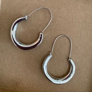 Silver plated drop hoop earrings